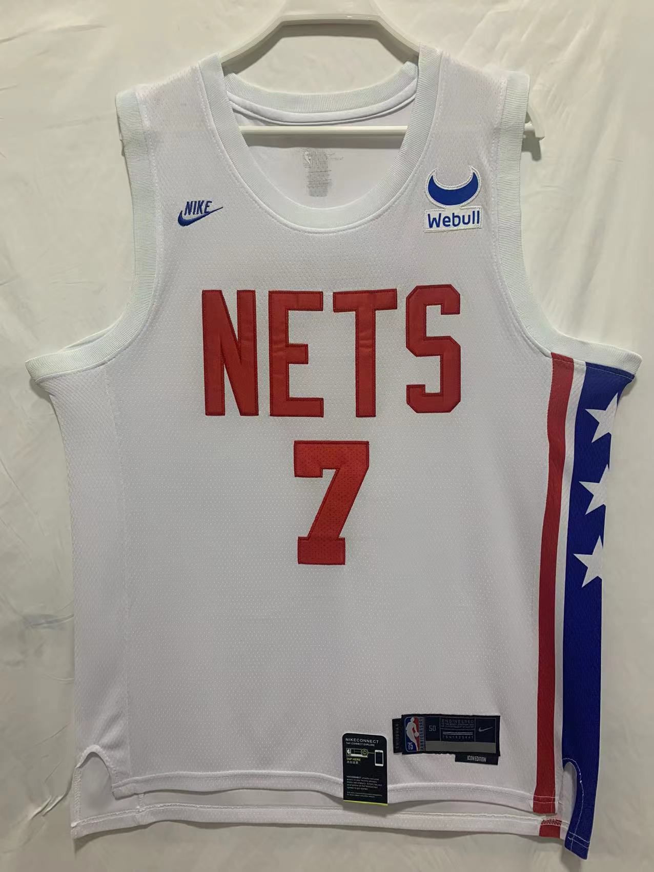 Men Brooklyn Nets #7 Durant White Throwback Nike Season 22-23 NBA Jersey